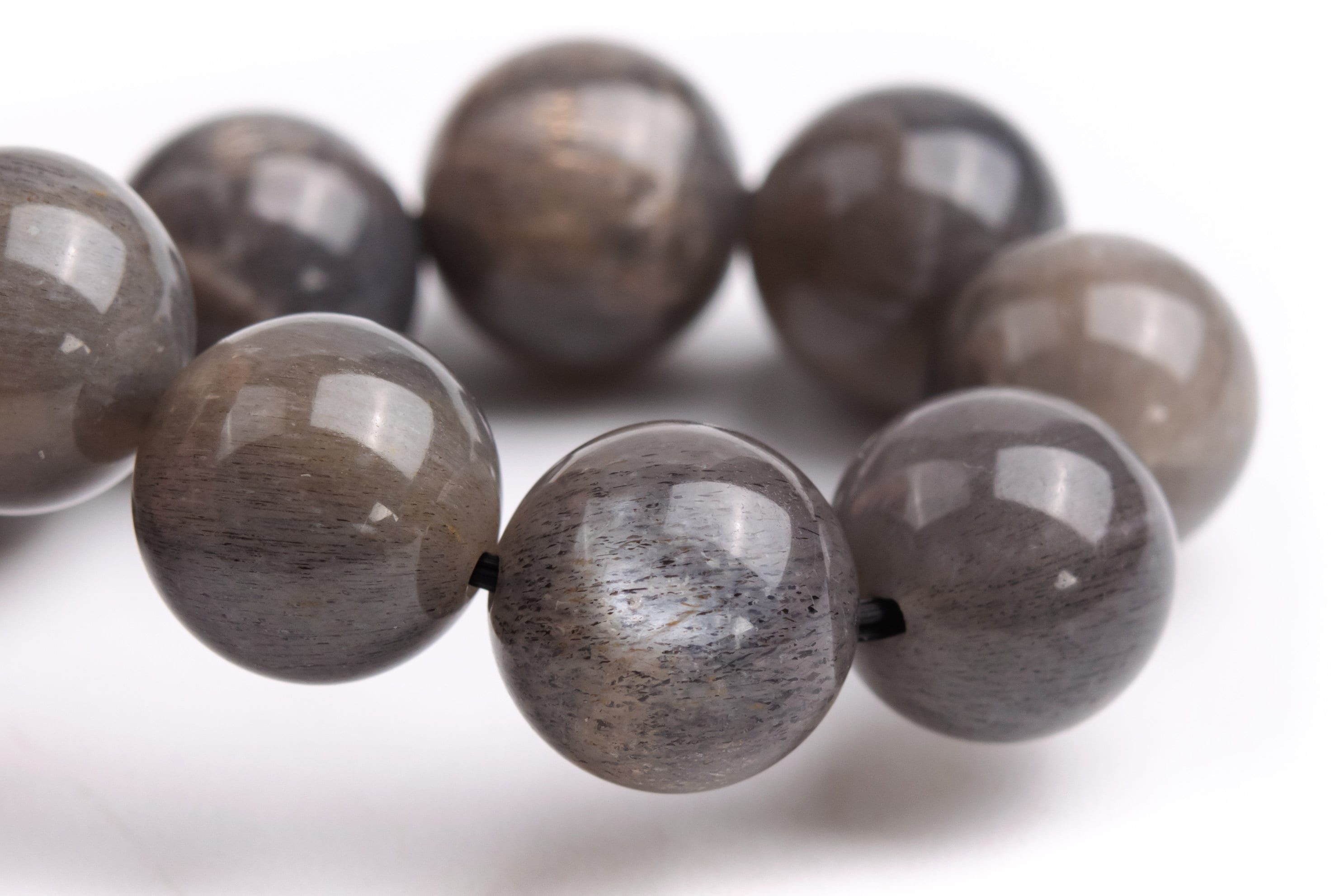 10mm Aventurescence Sunstone Hematite Inclusions Beads Deep Gray Bracelet Grade Aaaa Genuine Natural Round Gemstone 7.5" (124224h-303)