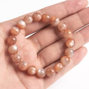 10mm Sunstone Beads Brown Bracelet Grade Aa Genuine Natural Round Gemstone 7" (123624h-80)
