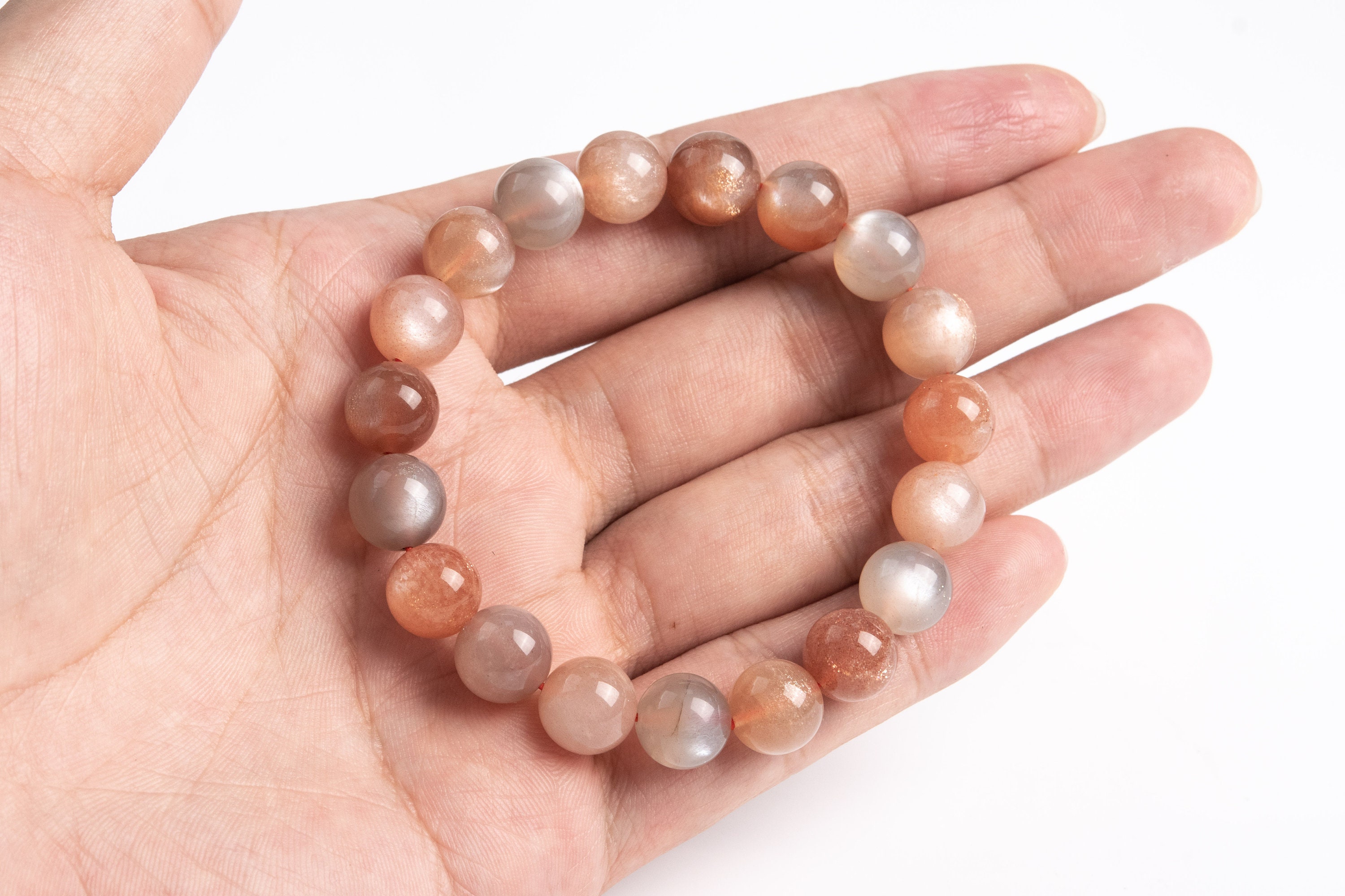 10mm Sunstone Beads Multicolor Bracelet Grade Aa Genuine Natural Round Gemstone 7" (123628h-85)