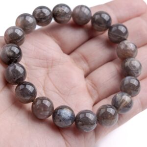 11mm Aventurescence Sunstone Hematite Inclusions Beads Gray Bracelet Grade Aaaa Genuine Natural Round Gemstone 7.5" (124247h-304)