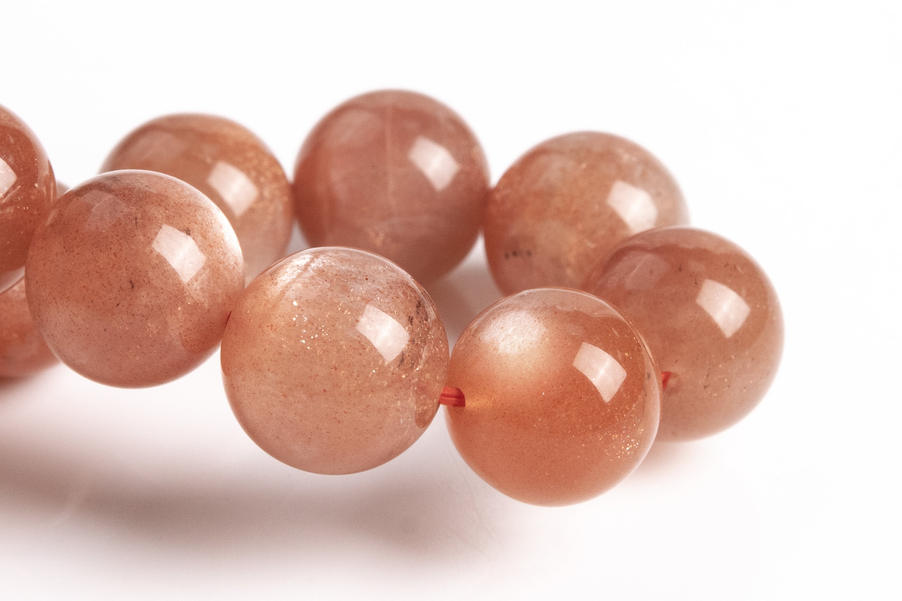 11mm Sunstone Beads Orange Brown Bracelet Grade Aa Genuine Natural Round Gemstone 7.5" (123636h-85)