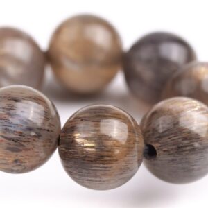 7-8mm Aventurescence Sunstone Hematite Inclusions Beads Brown Gray Bracelet Grade Aaaa Genuine Natural Round Gemstone 7" (124187h-296)