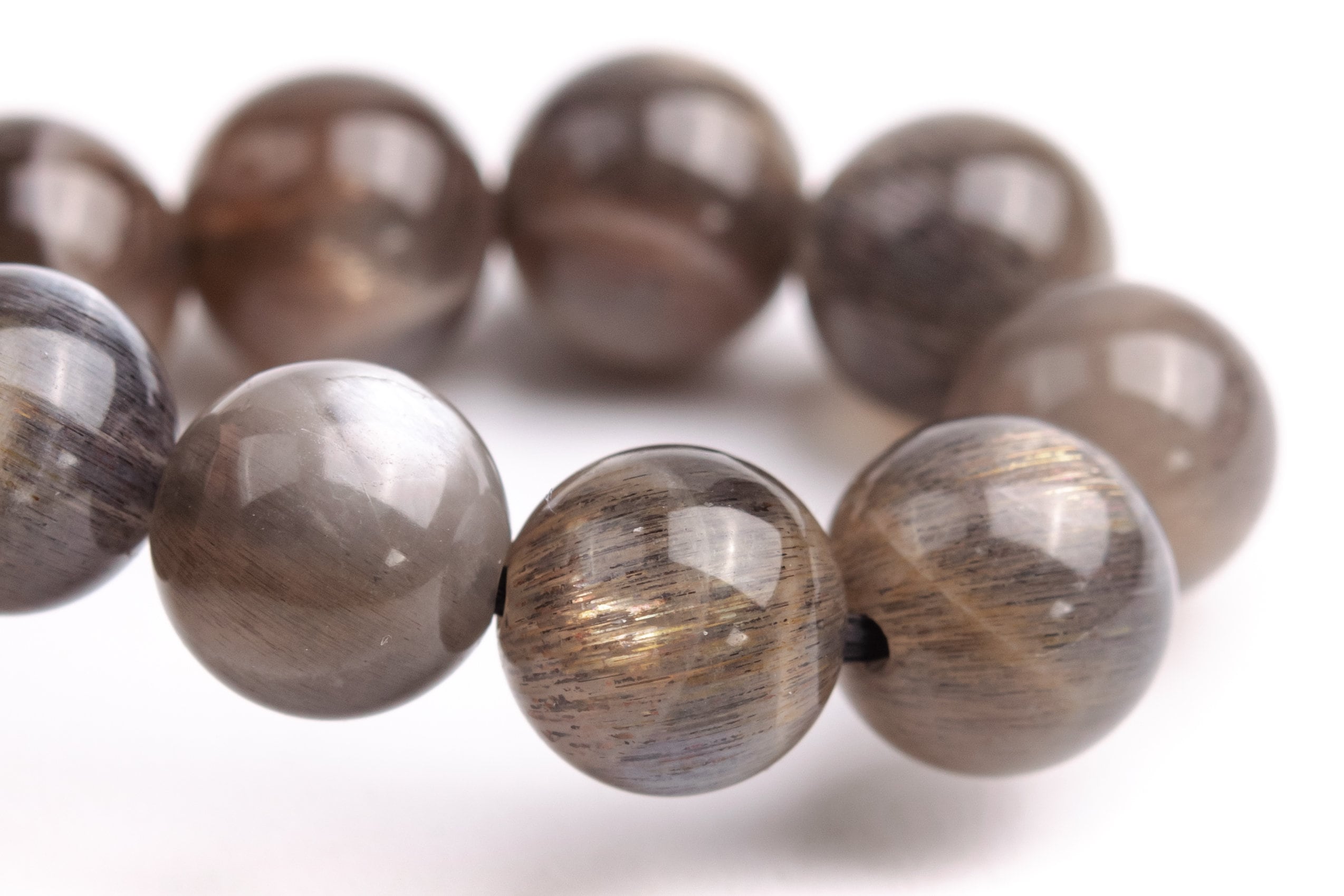 7-8mm Aventurescence Sunstone Hematite Inclusions Beads Brown Gray Bracelet Grade Aaaa Genuine Natural Round Gemstone 7" (124189h-296)