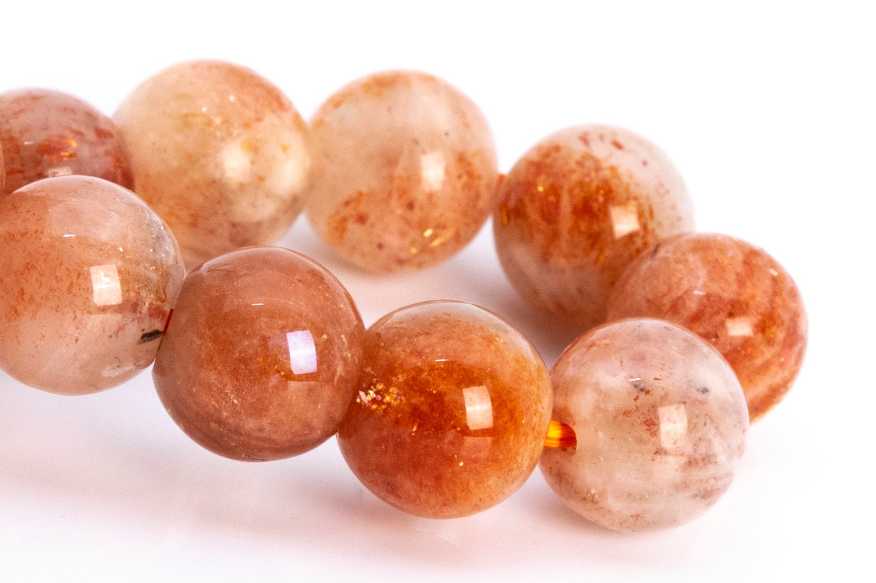 7-8mm Sunstone Beads Orange Bracelet Grade A Genuine Natural Round Gemstone 7" (115223h-3846)