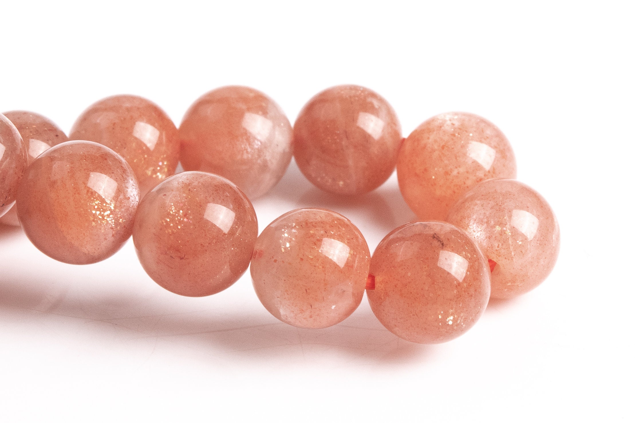 7-8mm Sunstone Beads Orange Bracelet Grade Aa+ Genuine Natural Round Gemstone 7" (123571h-71)