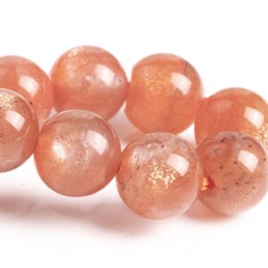 7-8mm Sunstone Beads Orange Bracelet Grade Aa+ Genuine Natural Round Gemstone 6.5" (123573h-71)