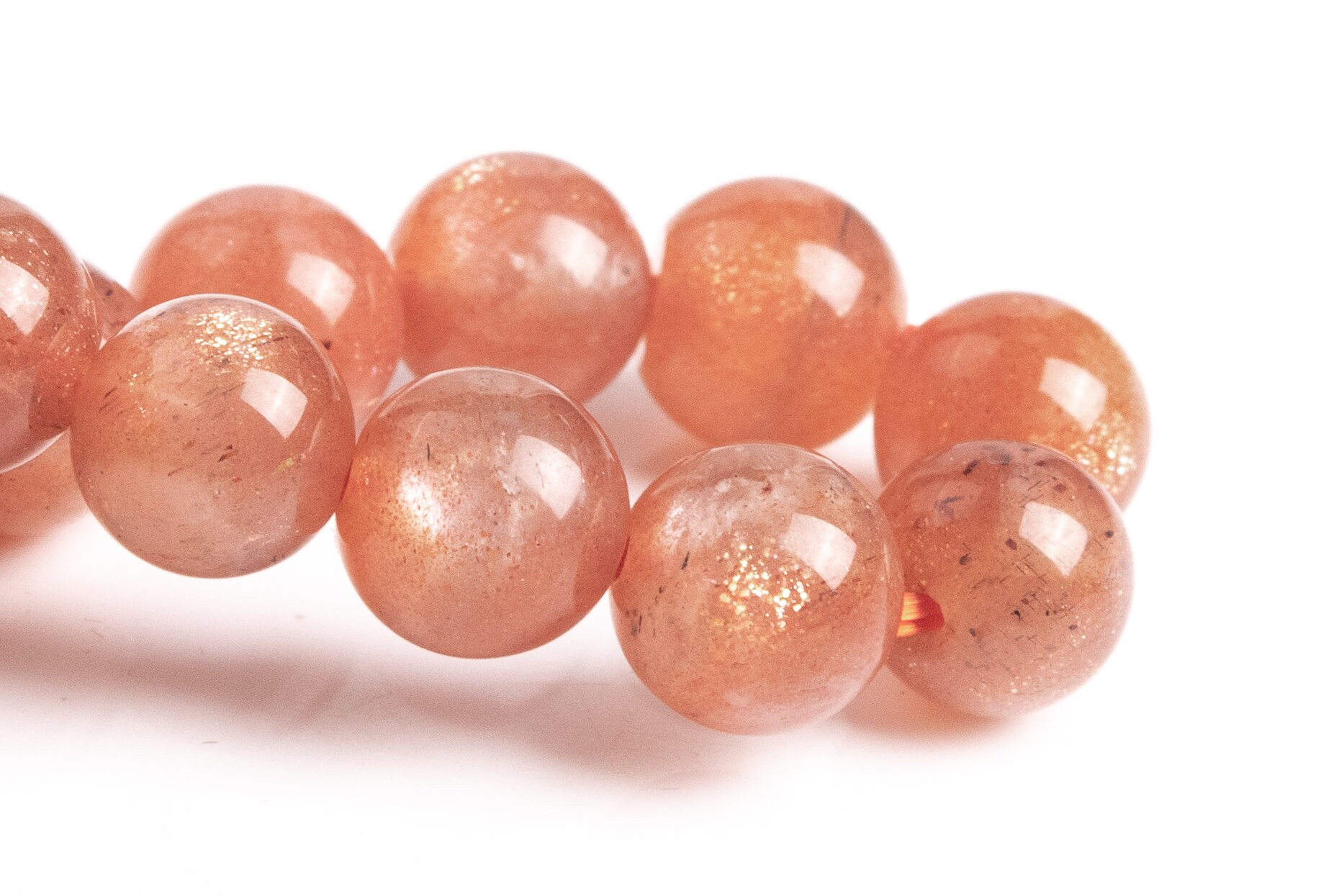 7-8mm Sunstone Beads Orange Bracelet Grade Aa+ Genuine Natural Round Gemstone 6.5" (123573h-71)