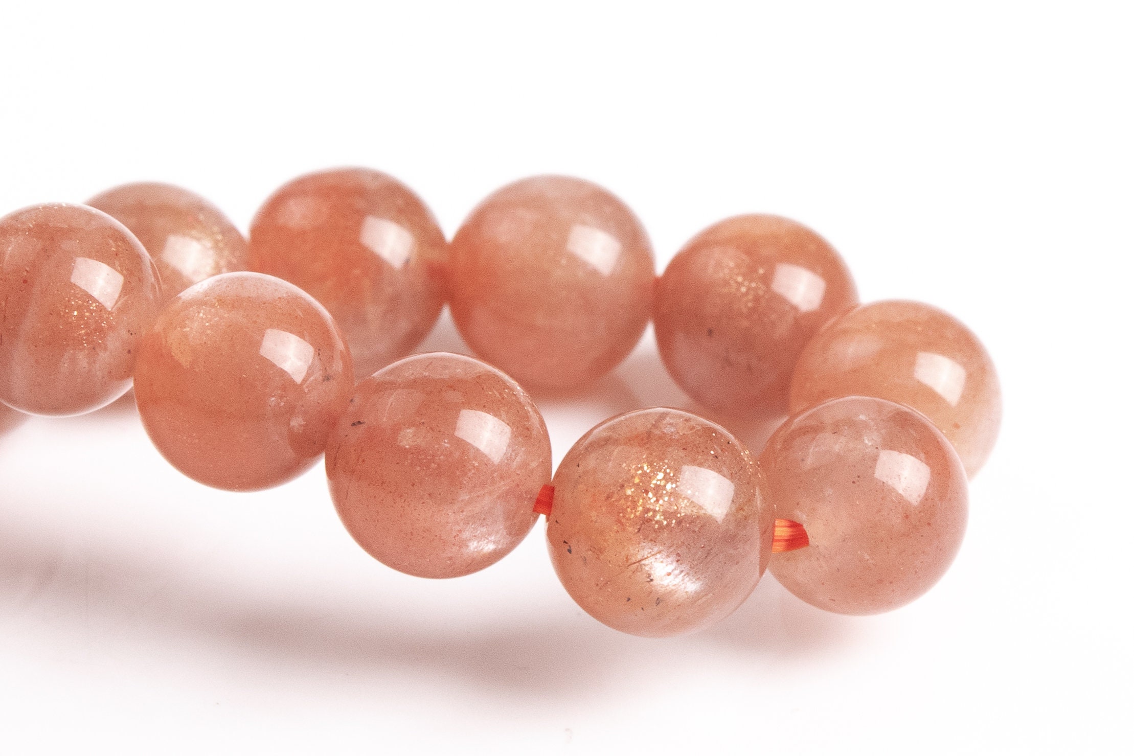 7-8mm Sunstone Beads Orange Bracelet Grade Aa Genuine Natural Round Gemstone 7" (123567h-71)