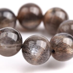 9-10mm Aventurescence Sunstone Hematite Inclusions Beads Brown Gray Bracelet Grade Aaaa Genuine Natural Round Gemstone 7" (124207h-299)