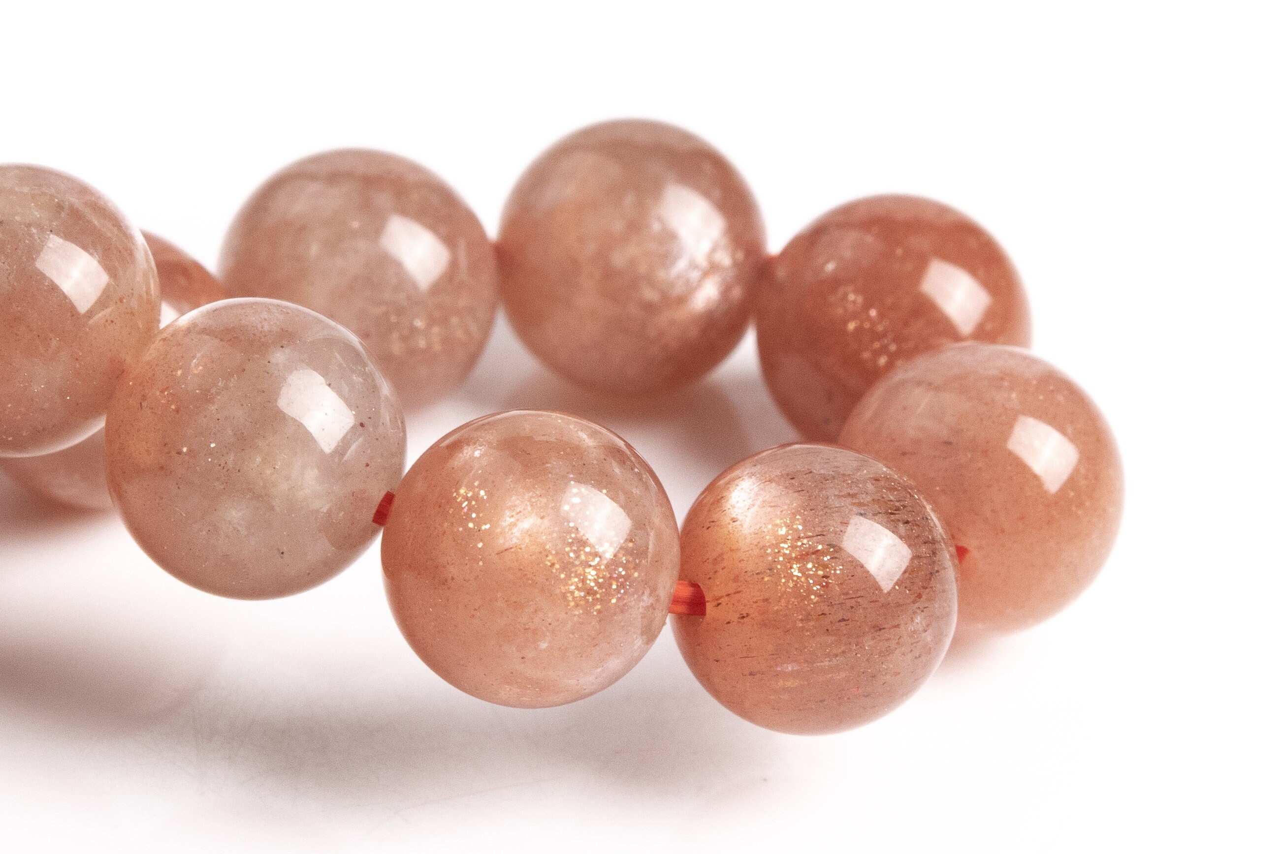 9-10mm Sunstone Beads Orange Brown Bracelet Grade Aa Genuine Natural Round Gemstone 7" (123620h-80)