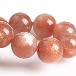 9-10mm Sunstone Beads Orange Bracelet Grade Aa+ Genuine Natural Round Gemstone 7" (123623h-80)