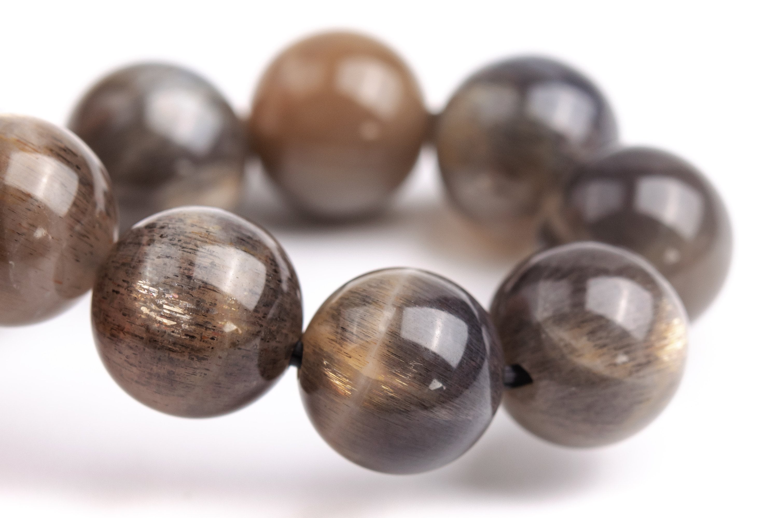 9mm Aventurescence Sunstone Hematite Inclusions Beads Brown Gray Bracelet Grade Aaaa Genuine Natural Round Gemstone 7" (124201h-299)