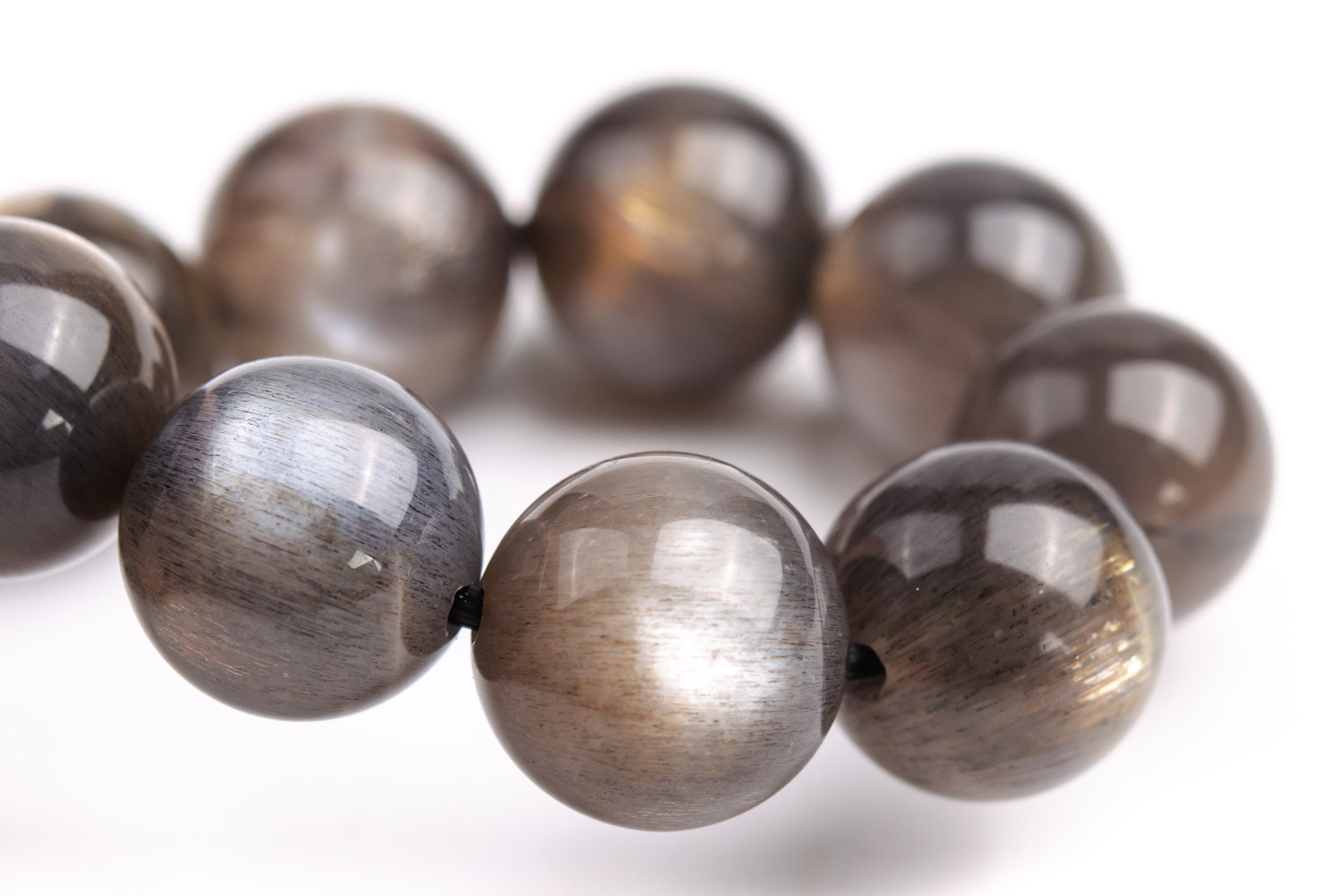 9mm Aventurescence Sunstone Hematite Inclusions Beads Brown Gray Bracelet Grade Aaaa Genuine Natural Round Gemstone 7" (124200h-299)