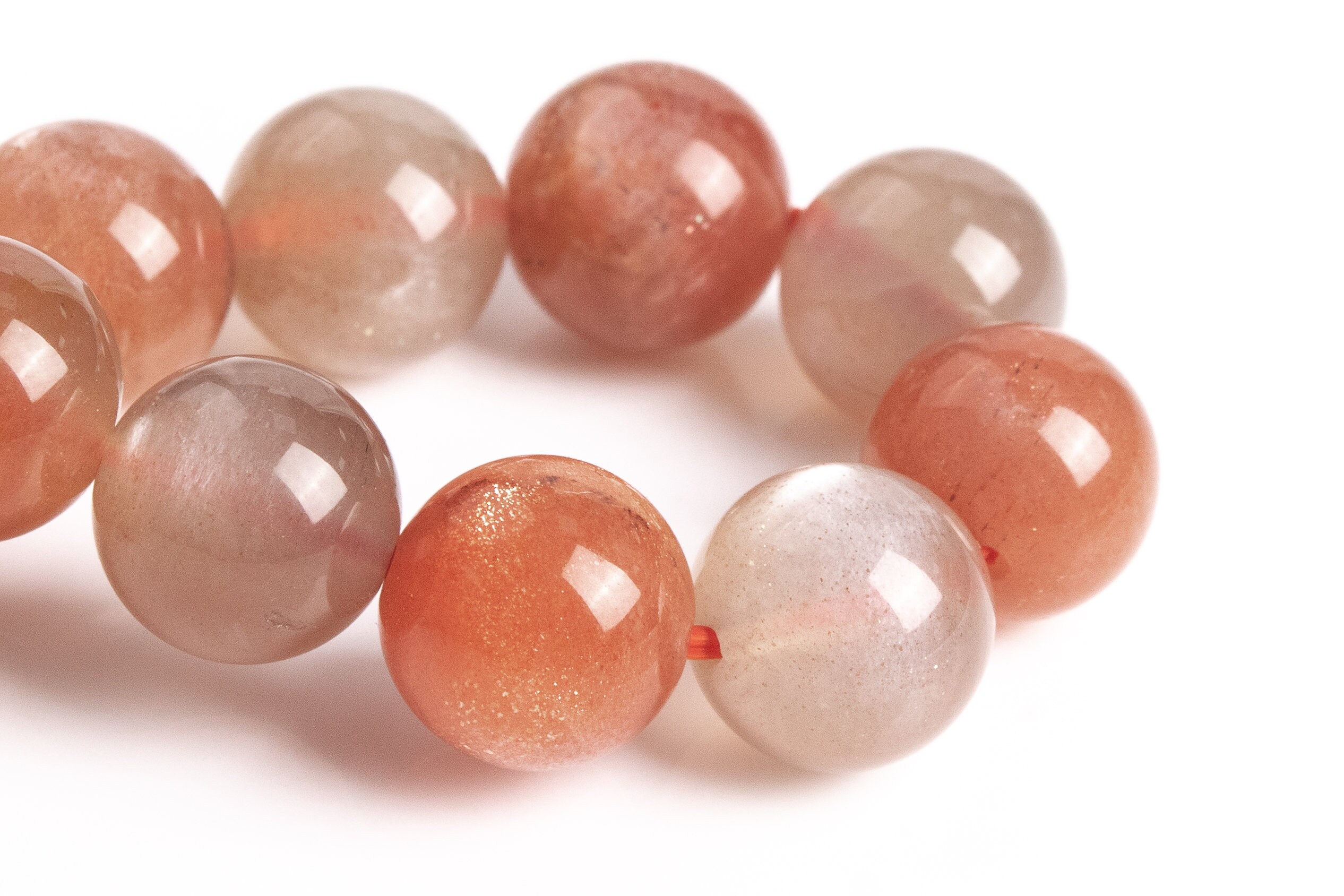 9mm Sunstone Beads Multicolor Bracelet Grade Aa+ Genuine Natural Round Gemstone 7" (123606h-80)