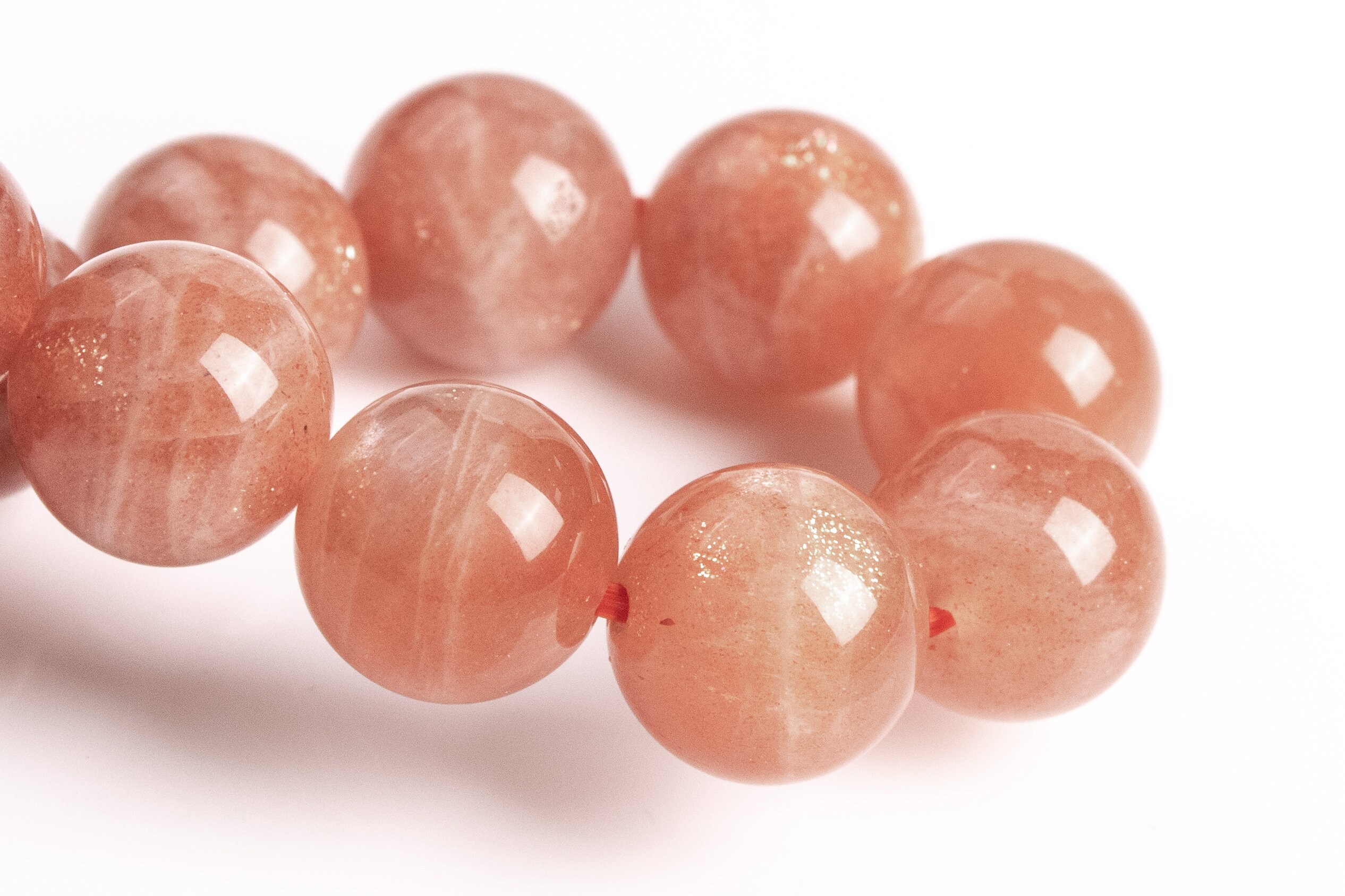 9mm Sunstone Beads Orange Bracelet Grade Aa+ Genuine Natural Round Gemstone 7" (123607h-80)