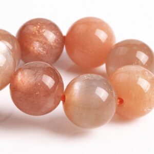 9mm Sunstone Beads Orange Bracelet Grade Aaa Genuine Natural Round Gemstone 7" (123613h-80)