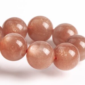 9mm Sunstone Beads Orange Brown Bracelet Grade Aa+ Genuine Natural Round Gemstone 7" (123612h-80)