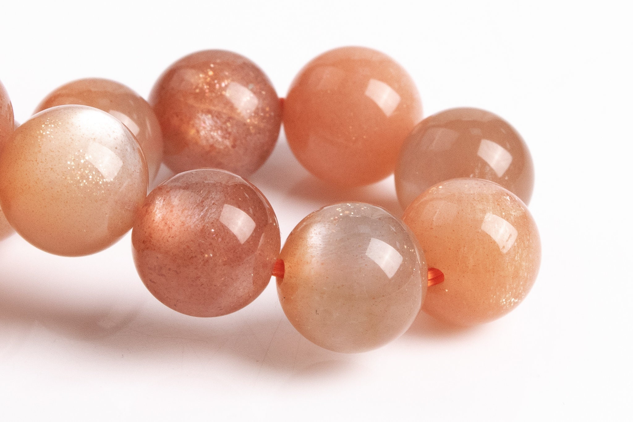 9mm Sunstone Beads Orange Bracelet Grade Aaa Genuine Natural Round Gemstone 7" (123613h-80)