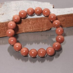 Sunstone Bead Bracelet, Golden Orange Gemstone Stacking Bracelet