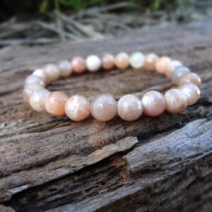 Sunstone Bracelet. Boho Style Natural Faceted Peach Pink Gemstone Bracelet Handmade In Australia By Miss Leroy