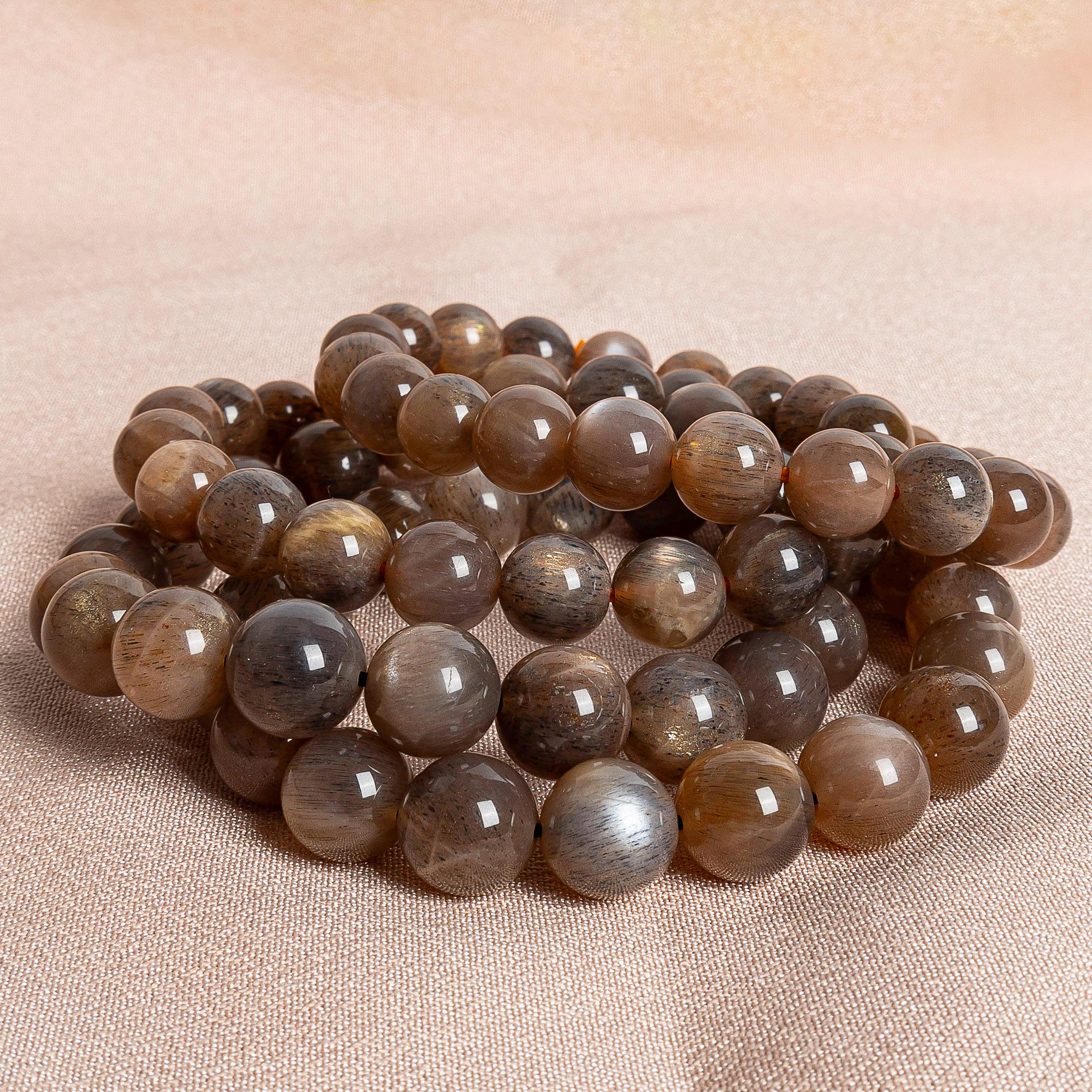 Brazil Aventurescence Sunstone Hematite Inclusions Beads 7.5"/8" Bracelet Genuine Natural Round Gemstone Beads