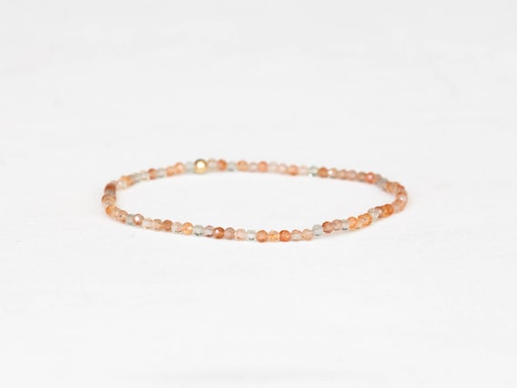 Dainty Sunstone Stretch Bracelet, Double Or Triple Wrap Stretch Bracelet