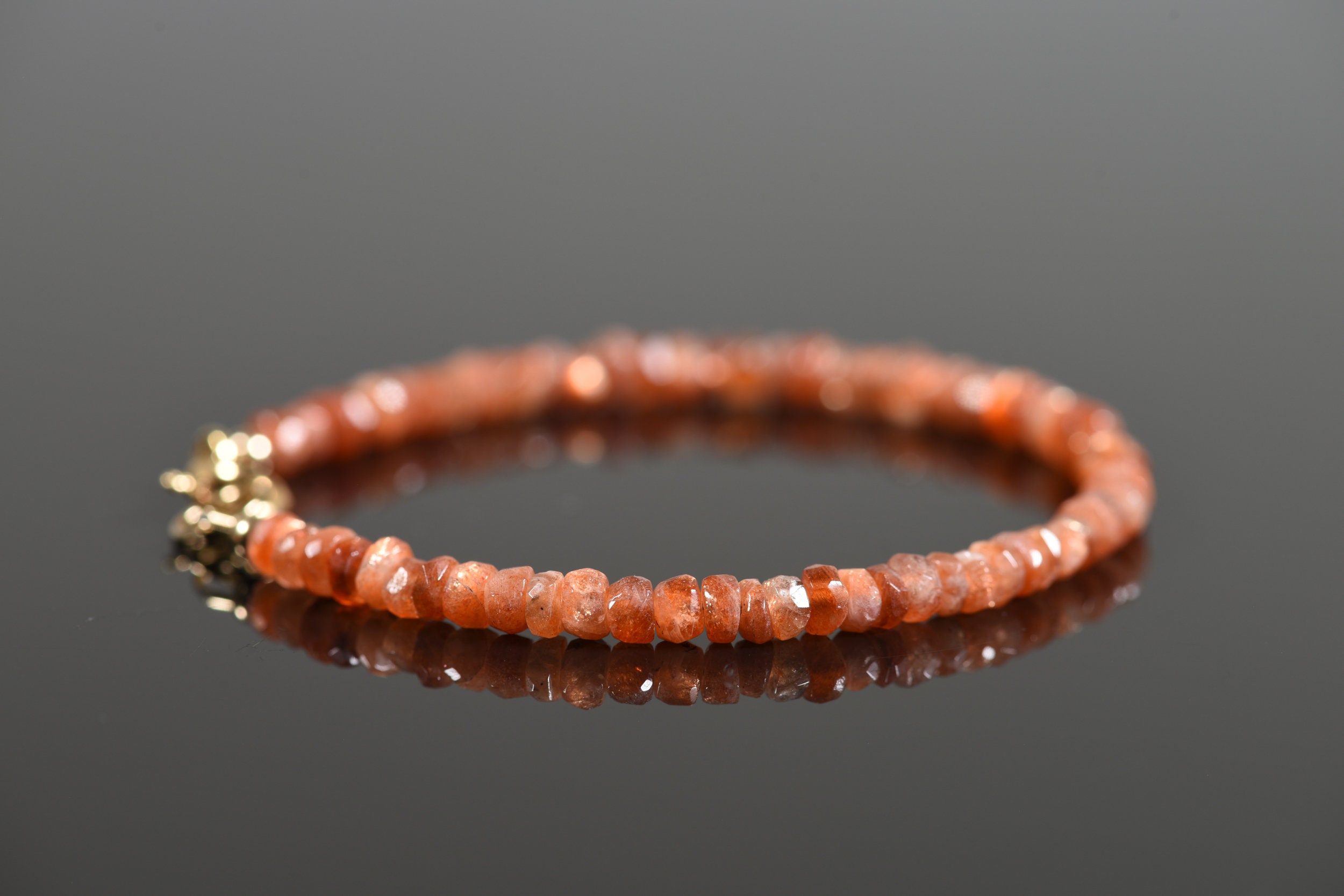 Sunstone Bracelet, Gemstone Bracelet, Handmade  Gemstone Jewelry, 4mm Sunstone Gemstone