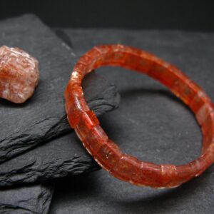 Sunstone Genuine Bracelet ~ 7 Inches ~ 9mm Squared Beads