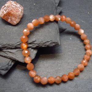 Sunstone Genuine Bracelet ~ 7 Inches ~ 6mm Facetted Beads