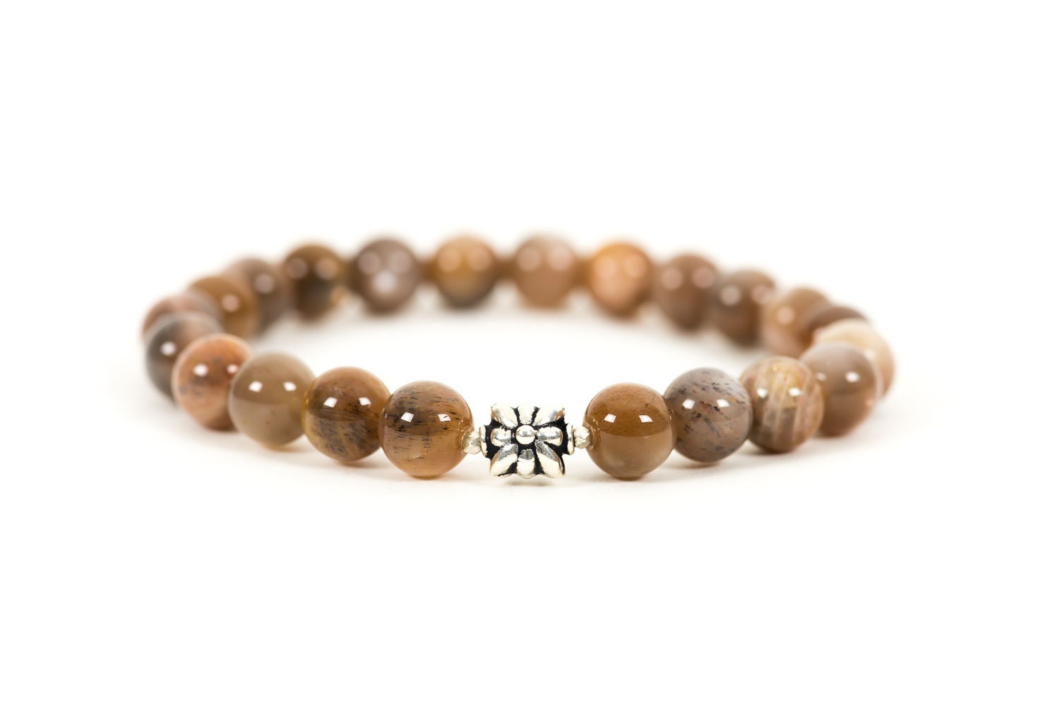 Genuine Sunstone Bracelet , Brown Grey 8mm High Grade Sunstone Stacking Bracelet, Healing Gemstone Jewelry
