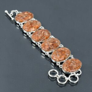 Handmade Sunstone Bracelet: 925 Sterling Silver Adjustable Gemstone Jewelry