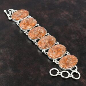 Sunstone Bracelet: Handmade 925 Sterling Silver Boho Jewelry