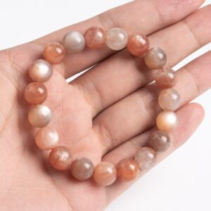 Only One 10-11mm Sunstone Beads Multicolor Bracelet Grade Aa Genuine Natural Round Gemstone 7" (123629h-85)