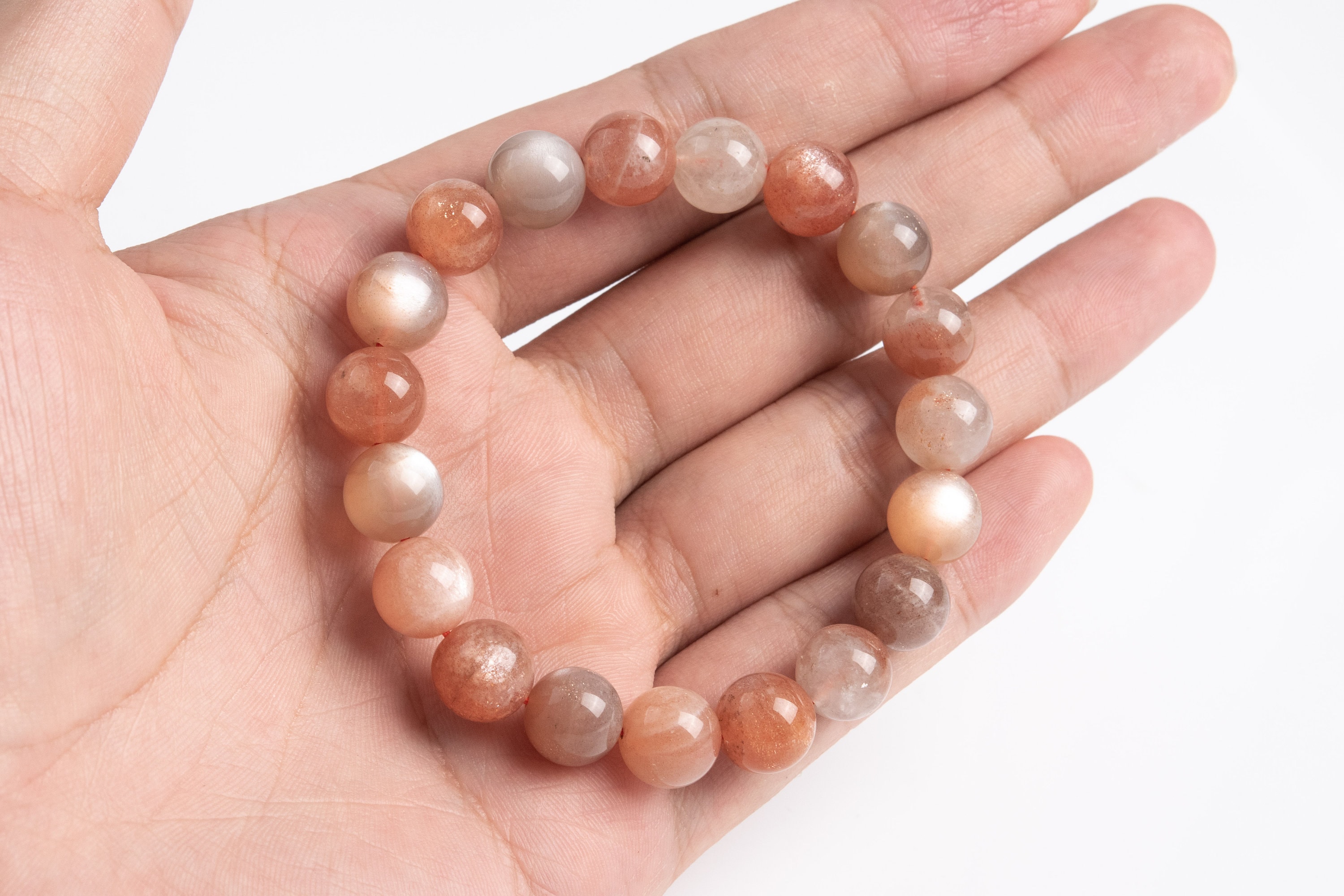 Only One 10-11mm Sunstone Beads Multicolor Bracelet Grade Aa Genuine Natural Round Gemstone 7" (123629h-85)