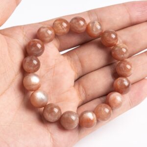 Only One 11-12mm Sunstone Beads Orange Brown Bracelet Grade Aa Genuine Natural Round Gemstone 7.5" (123639h-85)