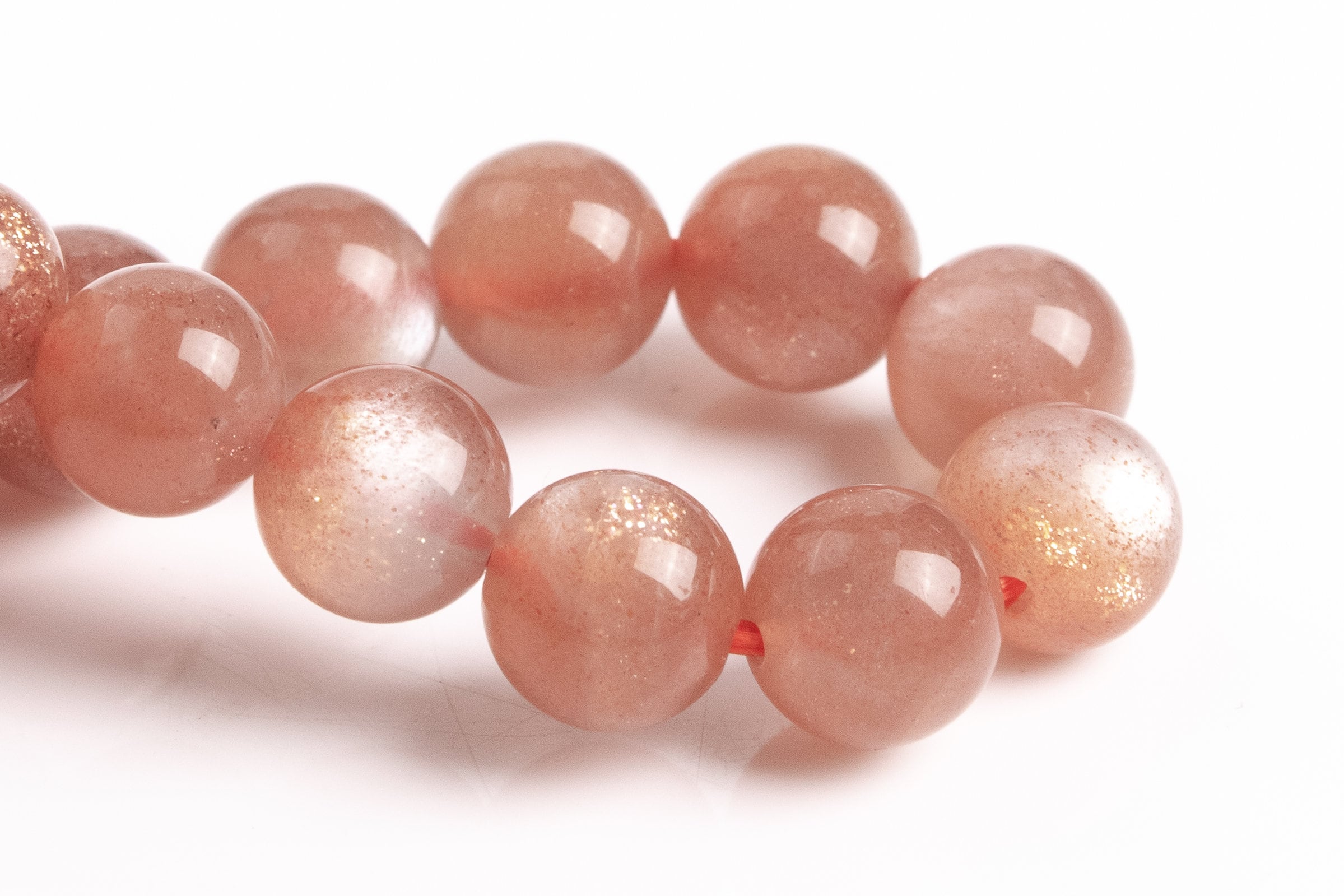 Only One 7-8mm Sunstone Beads Gray Orange Bracelet Grade Aaa Genuine Natural Round Gemstone 7" (123565h-71)