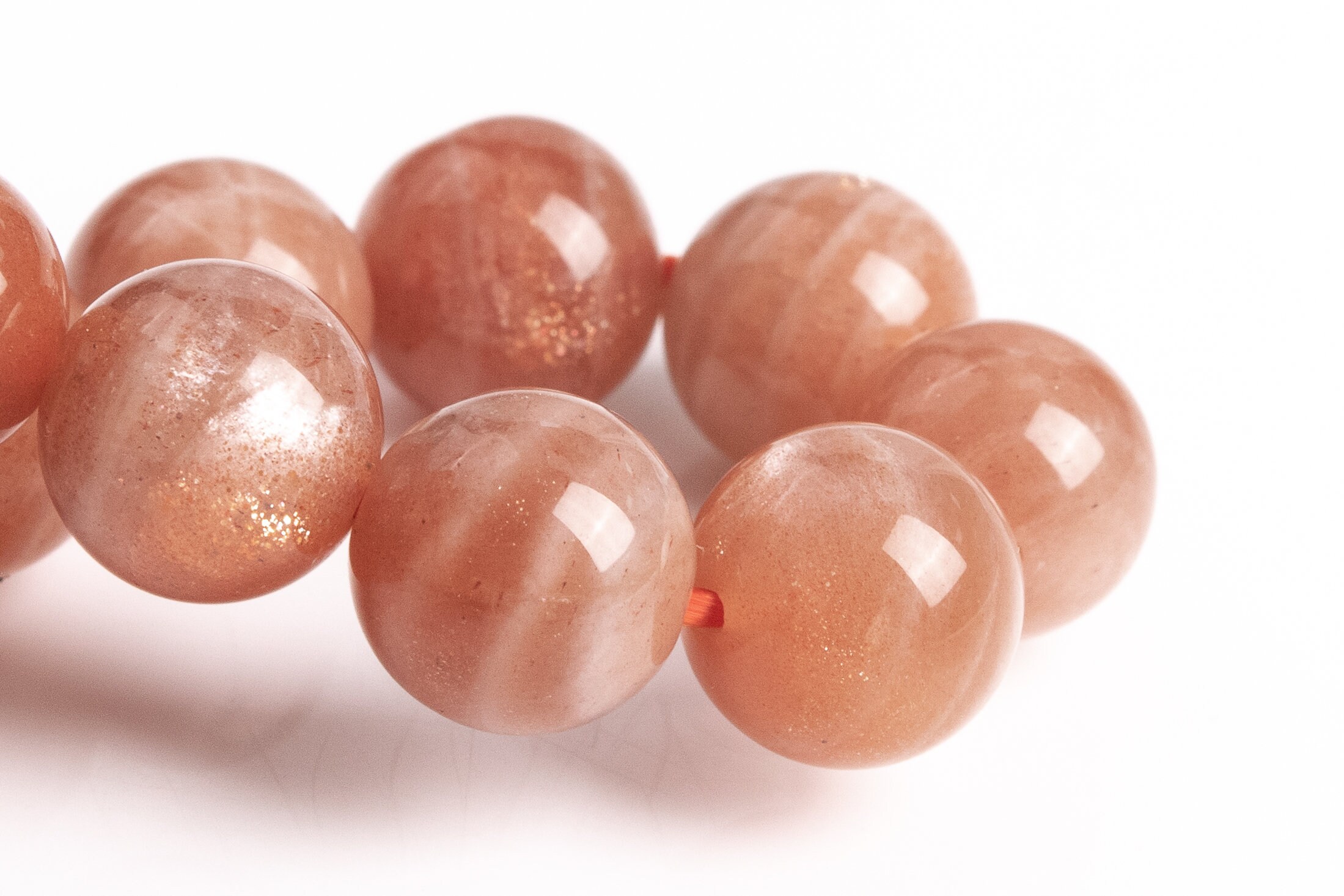 Only One 9-10mm Sunstone Beads Orange Bracelet Grade Aa Genuine Natural Round Gemstone 7" (123614h-80)