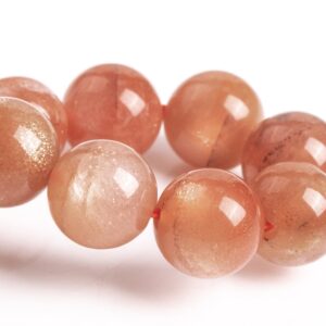 Only One 9mm Sunstone Beads Orange Brown Bracelet Grade Aa+ Genuine Natural Round Gemstone 7" (123605h-80)