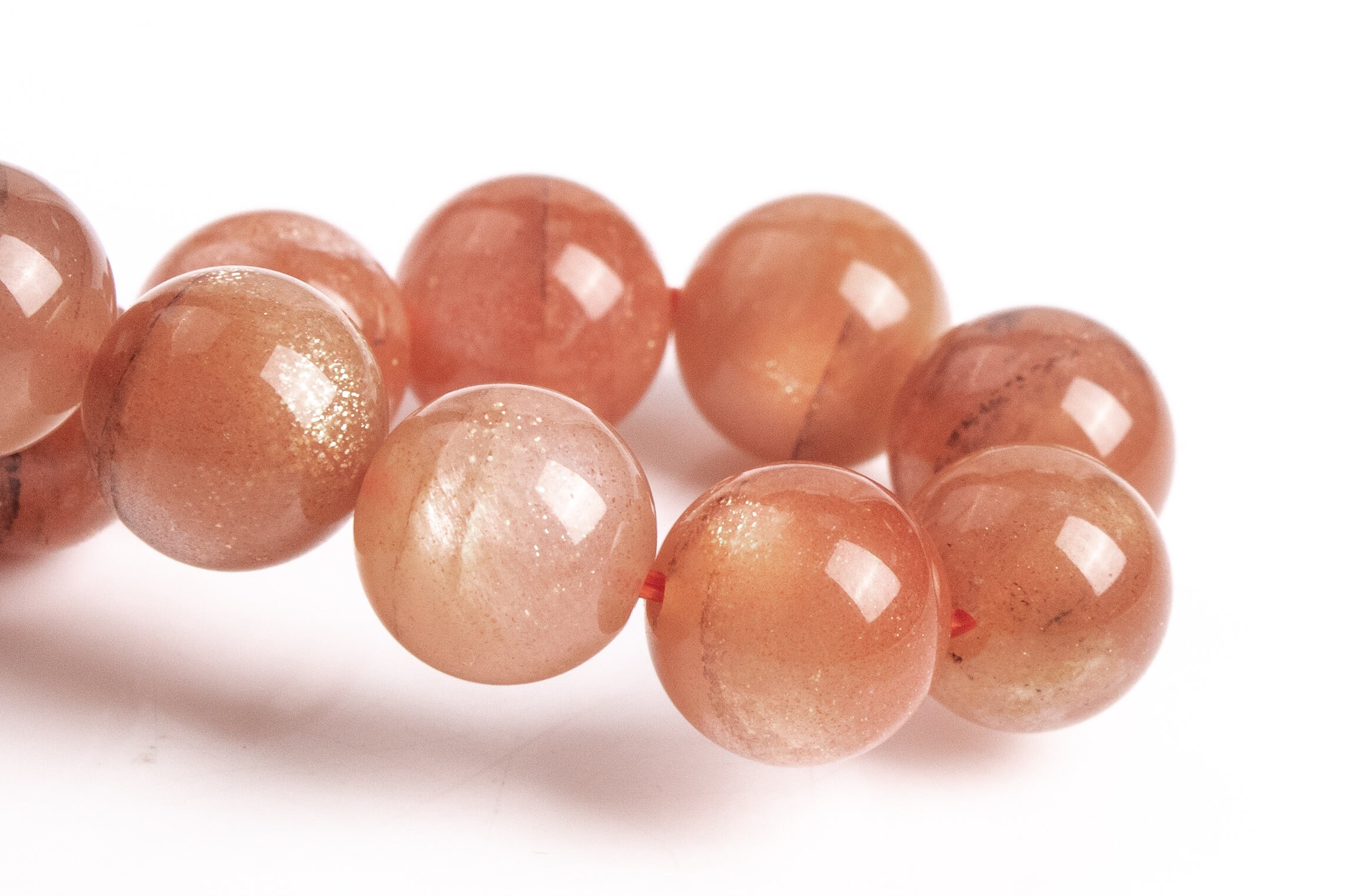 Only One 9mm Sunstone Beads Orange Brown Bracelet Grade Aa+ Genuine Natural Round Gemstone 7" (123605h-80)