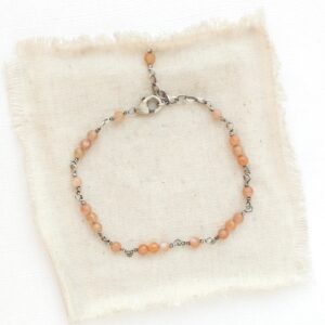 Wrapped Sunstone Bracelet, Dainty Gemstone Bracelet, Silver Jewelry