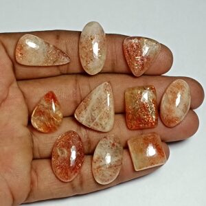 10 Sunstone Cabochons Lot, Loose Gemstones (120 Cts) 10 Sunstone Cabochons Lot, Loose Gemstones (120 Cts)