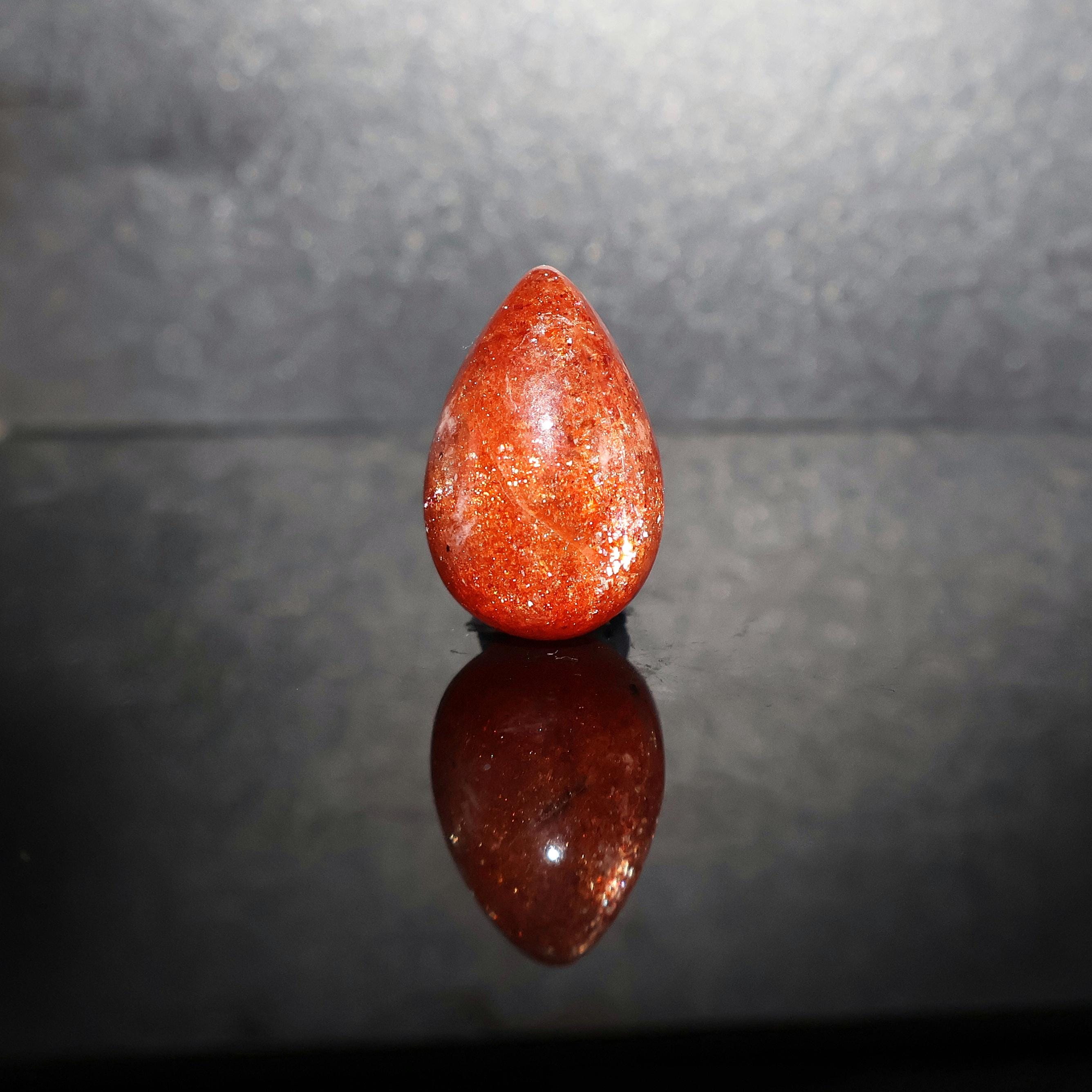 10.10 Carat, Natural Sunstone Cabochon, Flashy Fire Sunstone, Loose Gemstone, 17x11 Mm, Pear Shape