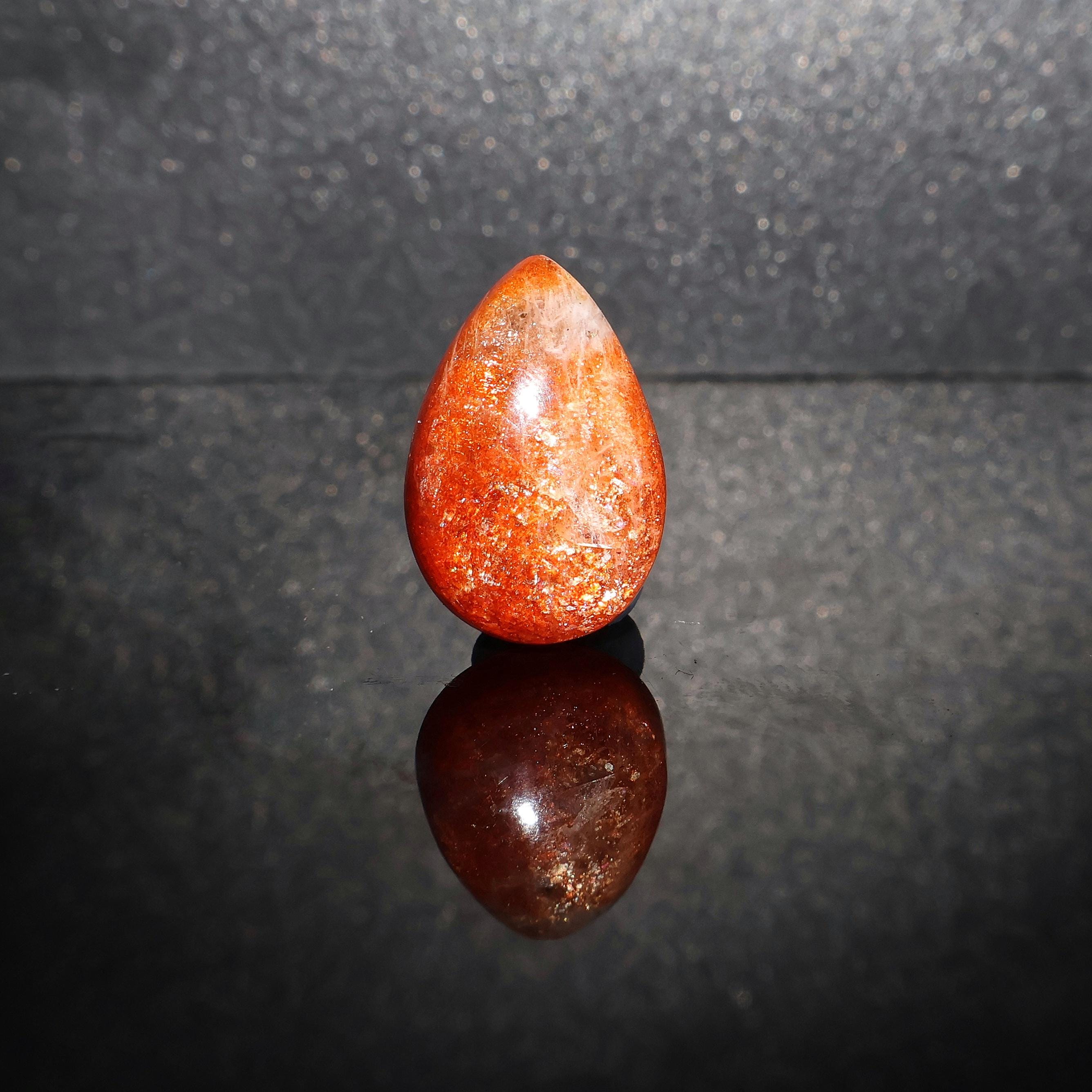 6.20 Carat, Natural Sunstone Cabochon, Flashy Fire Sunstone, Loose Gemstone, 16x10.50 Mm, Pear Shape 6.20 Carat, Natural Sunstone Cabochon, Flashy Fire Sunstone, Loose Gemstone, 16x10.50 Mm, Pear Shape