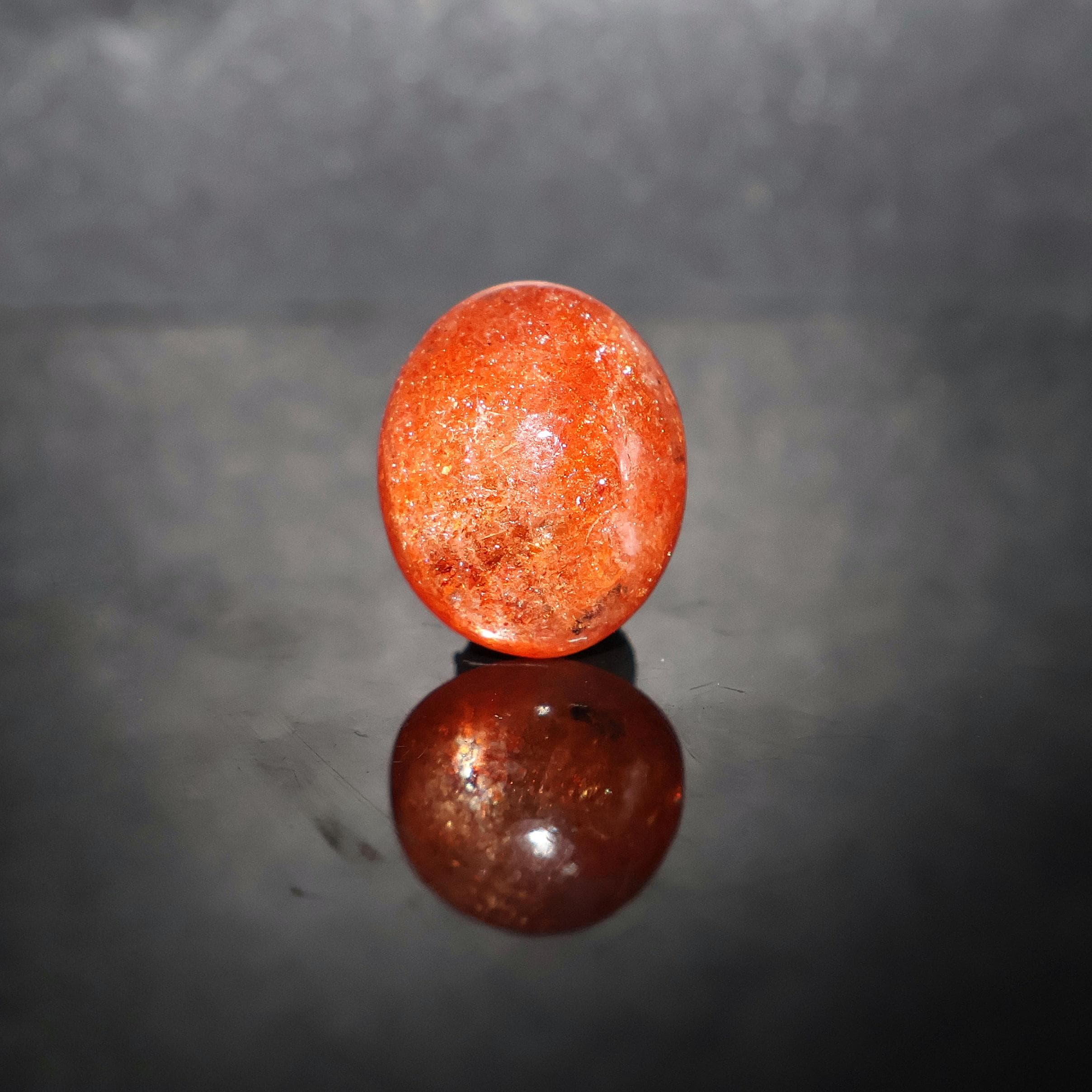 7.90 Carat, Natural Sunstone Cabochon, Flashy Fire Sunstone, Loose Gemstone, 14.50x12 Mm, Oval Shape