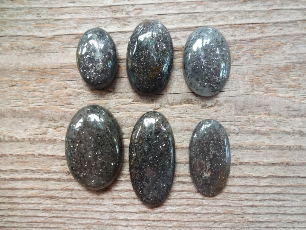 Black Sunstone Oval Cabochon, Black Sunstone Gemstone, Semi Precious Handmade For Jewelry Making