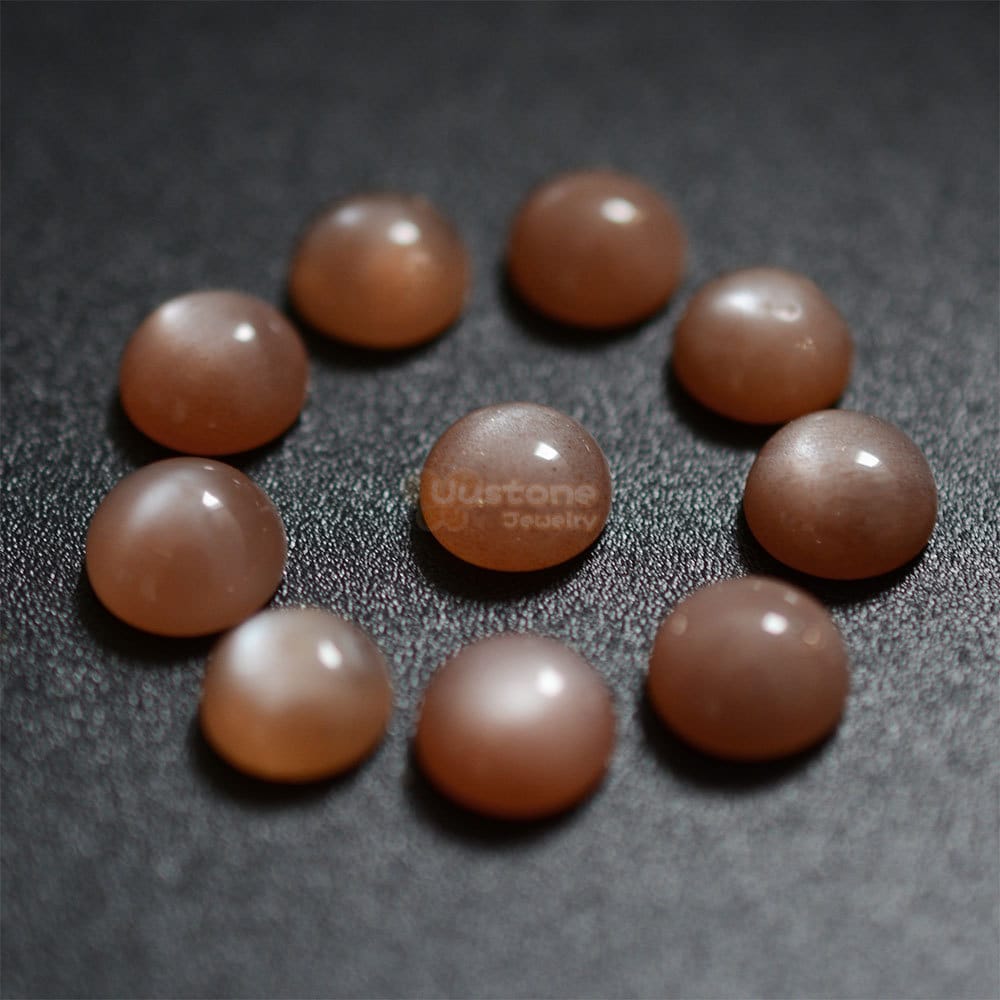 G0453 8pcs Of 8mm Natural Aaa Sunstone Gemstone Round Cabochon Cab Flatback