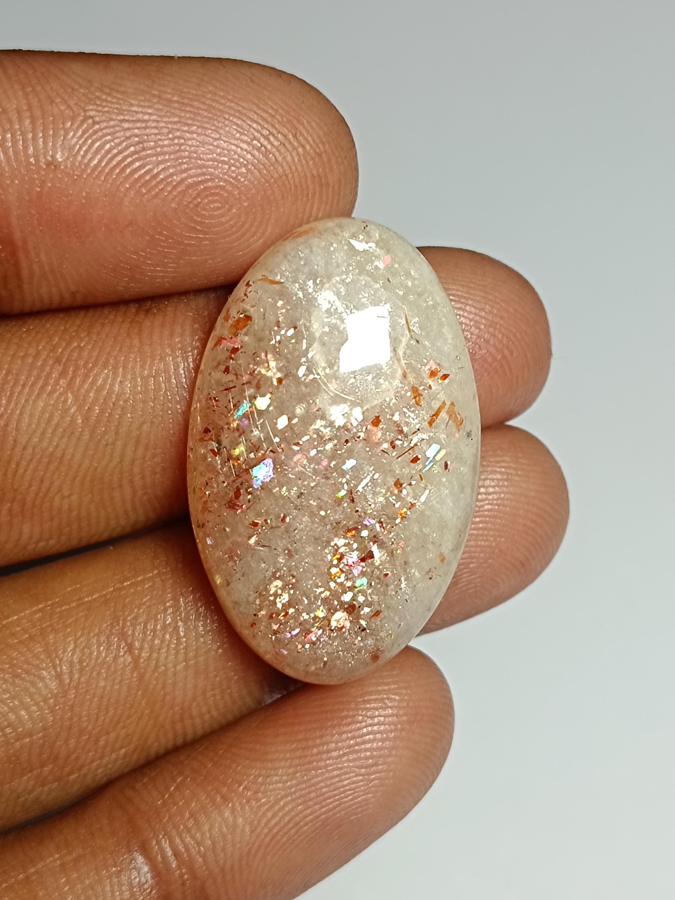 Handmade Red Sunstone Cabochon, Loose Gemstone (34cts. 30x19 Mm) Handmade Red Sunstone Cabochon, Loose Gemstone (34cts. 30x19 Mm)