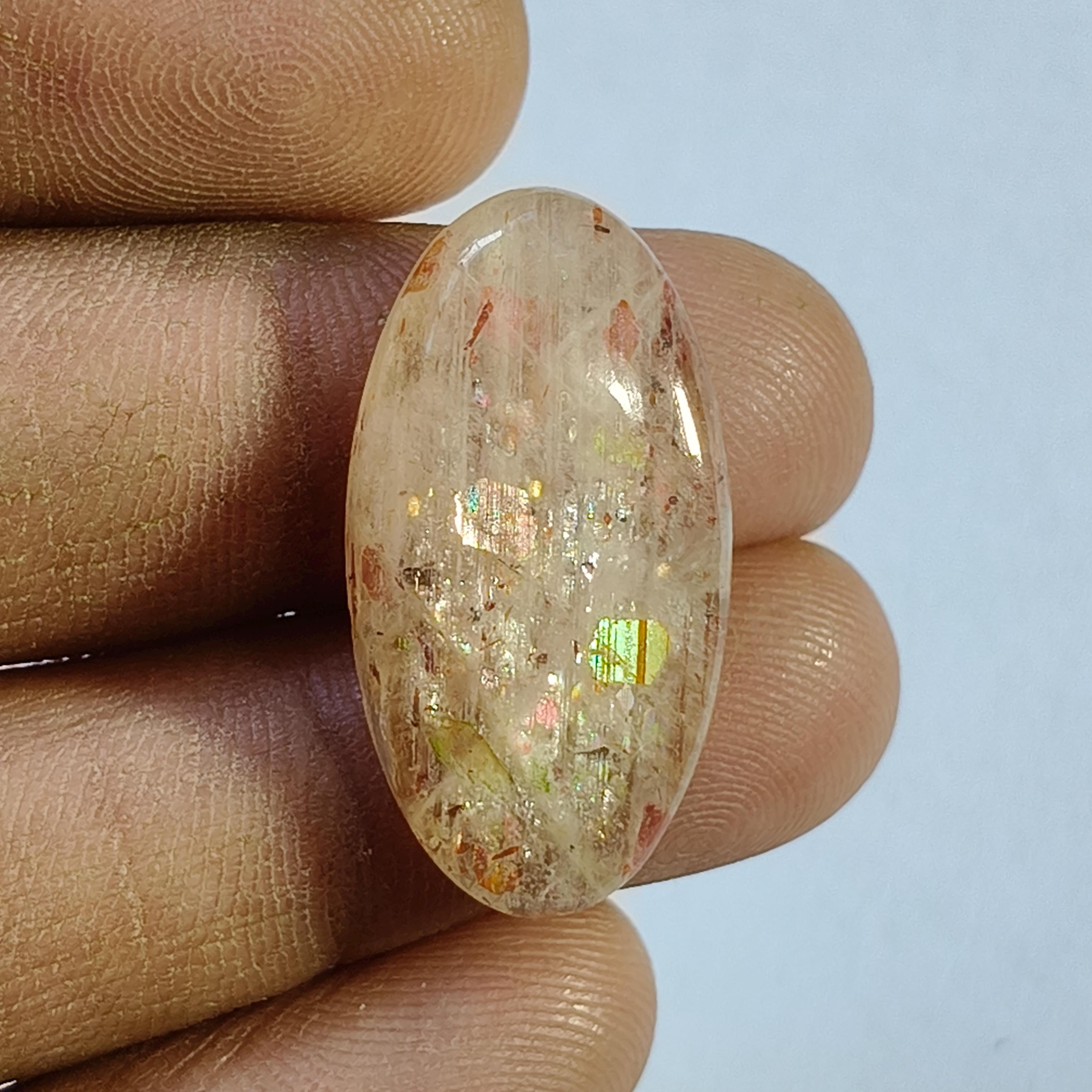 Handmade Red Sunstone Cabochon, Loose Gemstone (20cts. 28x15 Mm)