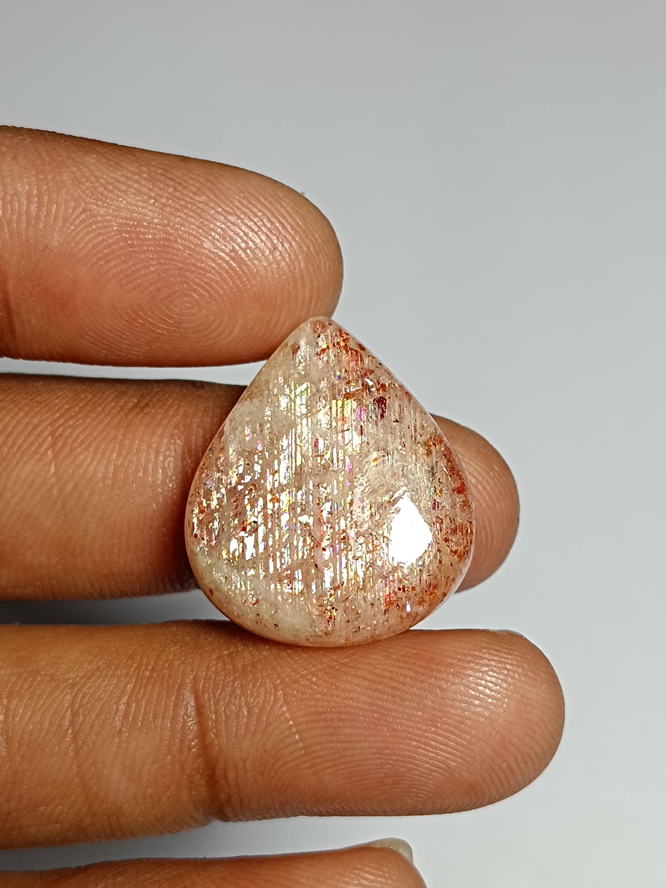 Handmade Red Sunstone Cabochon, Loose Gemstone (24cts. 23x20 Mm)