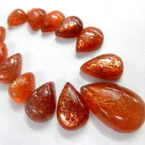 Natural Sunstone Loose Gemstone Cabochon Pear Shape Wholesale 65.60Ct-Size- 7x10- 14x22MM 13Pc Natural Sunstone Loose Gemstone Cabochon Pear Shape Wholesale 65.60Ct-Size- 7x10- 14x22MM 13Pc